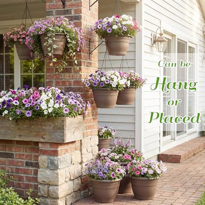 20 Pack Hanging Planter Basket 10 Inch with Drainage Tray - color: Coffee, size: 10 Inch