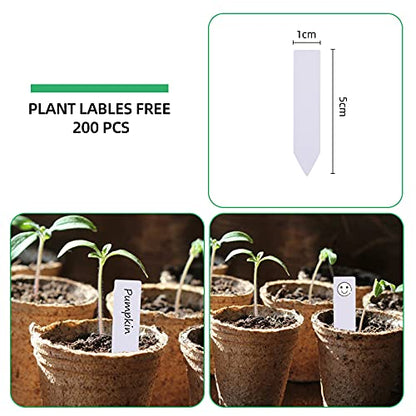 JERIA 200-Pack 3.15 Inch Peat Pots for Seedling with 200 Pcs Plant Labels,Outdoor Garden Germination Nursery Pots,Biodegradable Seed Starter Pots Kits - style: 200P