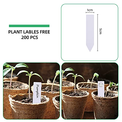 JERIA 200-Pack 3.15 Inch Peat Pots for Seedling with 200 Pcs Plant Labels,Outdoor Garden Germination Nursery Pots,Biodegradable Seed Starter Pots Kits - style: 200P