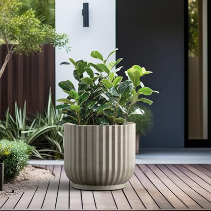 Kante Large Round Pedestal Weathered Concrete Planter 16.7" Dia, Outdoor - color: Weathered Concrete, size: 16.7"w x 14.6"h