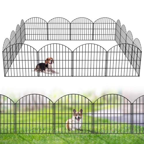 Metal Garden Fence 28 in x 37.3 ft, Dog Fence Outdoor for Yard - size: 28"Hx37.3ft (16Panels)