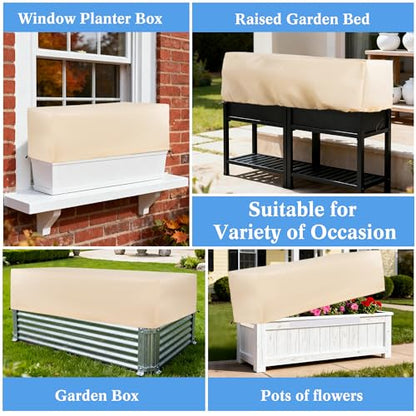 Plant Covers Freeze Protection 2 Pack with Elastic Drawstring & Magic Tape, 3.54 oz/yd² Winter Frost Blanket Planter Box Cover for Raised Garden Bed Outdoor Flower Pot, 59 x 19.6 x 21.6 INCH - size: 59 x 19.6 x 21.6 Inch with Hook-and-Loop Closure