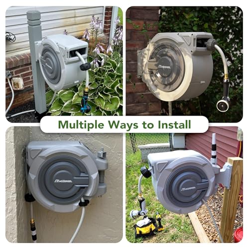 1/2" x 110FT Retractable Garden Wall Mounted Hose Reel - size: 1/2" 110 FT Hose & Reel