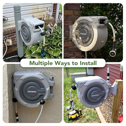 1/2" x 110FT Retractable Garden Wall Mounted Hose Reel - size: 1/2" 110 FT Hose & Reel