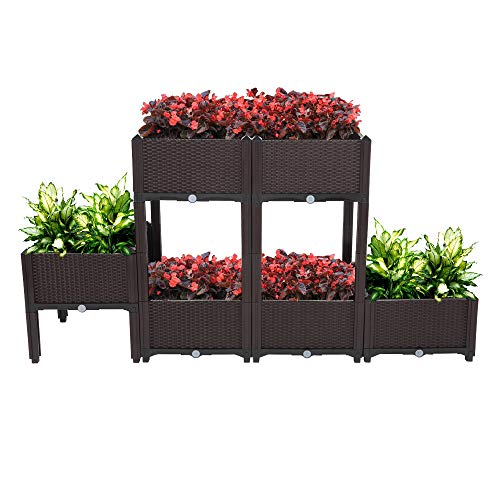 Raised Garden Beds, Planter Box, Self-Watering Plastic Planter for Indoor Outdoor Vegetables, Fruits, Potato, Flowers (6 Pcs) - size: 6 Pcs