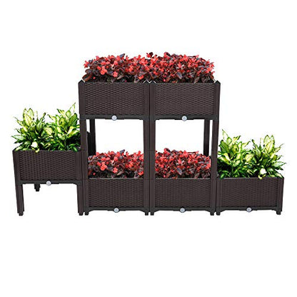 Raised Garden Beds, Planter Box, Self-Watering Plastic Planter for Indoor Outdoor Vegetables, Fruits, Potato, Flowers (6 Pcs) - size: 6 Pcs