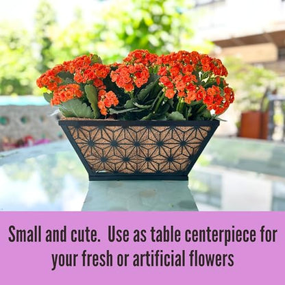 LaLaGreen Flower Wall Planter (12 in, 2 Pack) Black Fence Window Box - size: 12" (30cm) x 2 pack