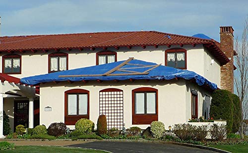 Kotap 5 x 7 Ft. All-Purpose Multi-Use Protection/Coverage 5-mil Poly Tarp, Waterproof, Blue, 40-Pack (TRA-0507-40) - color: Blue, size: Cut Size: 5 x 7'/Finished Size: 4' 6" X 6' 6"
