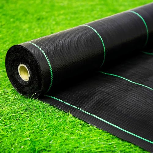 EXTRAEASY Garden Weed Barrier Landscape Fabric,Weed Block Fabric Heavy Duty 3.2OZ,Woven Mulch for Landscaping Ground Cover Weed Control Fabric, Black Garden Bed Liner (4ft x 250ft) - size: 4ft x 250ft
