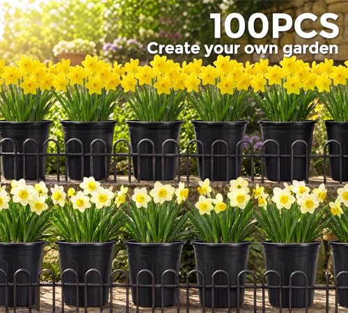 GroTheory 100 Pack 1 Gallon Nursery Pots, 6.7 Inch Plastic Pots for Plants