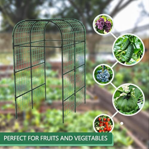 Garden Arch Trellis for Raised Beds, 7.3 FT Metal Cucumber Trellis with Plastic Connectors, u-Shape Plant Support for Climbing Vegetables & Flowers, Weather-Resistant Black - size: 7.5x6x4.1 Ft