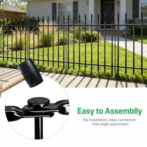Thealyn 42" H x 12.5Ft Metal Garden Fence, Animal Barrier, 5 Panels - color: Black, size: 42″ H x 12.5 ft (5 Panels)