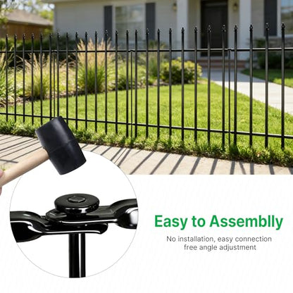 Thealyn 42" H x 12.5Ft Metal Garden Fence, Animal Barrier, 5 Panels - color: Black, size: 42″ H x 12.5 ft (5 Panels)