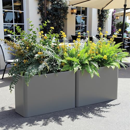 36" L x 15" W x 24" H Metal Tall Rectangular Planter - Large Planter Box for Outdoor Plants, Flowers,Garden - color: Gray