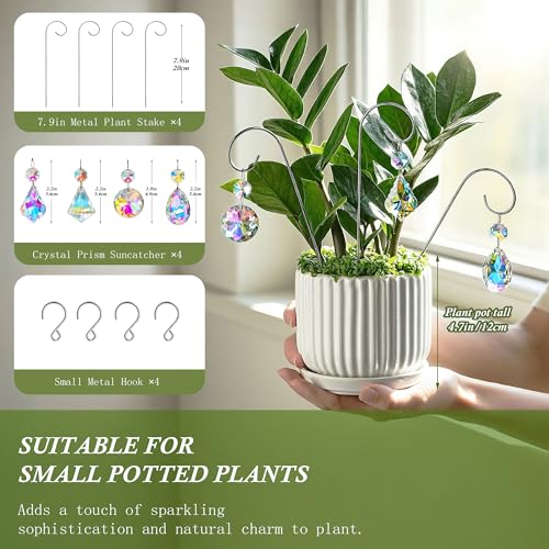 Set 4 Small Trellis with Crystal Prisms Suncatchers for Plant Decorations - style: 4pcs-Sliver-Crystal Prisms