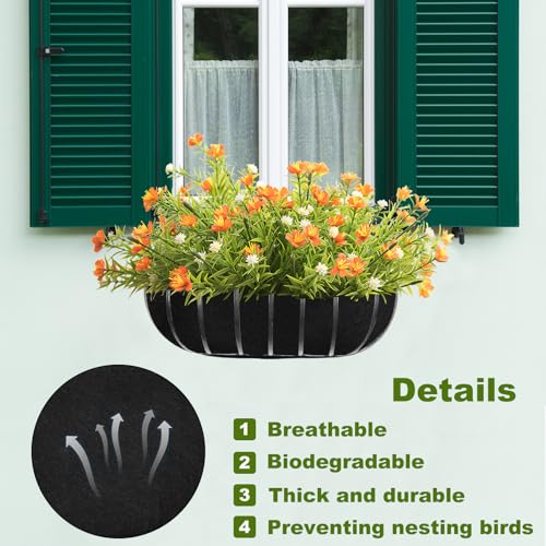 2PCS 30Inch Upgraded Planter Basket Liners Fabric Window Box Liners Felt Trough Planter Black Flower Basket Liner Non-Woven Hanging Plant Liner for Planters Garden Fence - Avoid Bird Nesting - size: 2PCS 30 Inch