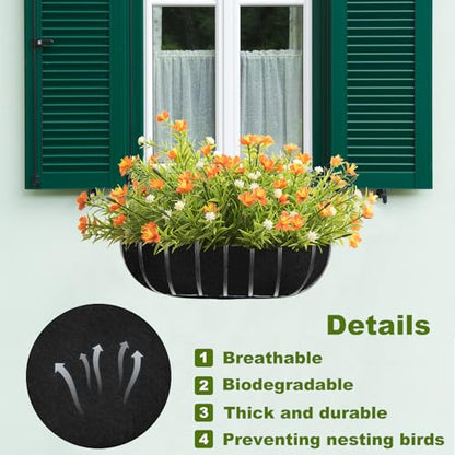 2PCS 24Inch Upgraded Planter Basket Liners Fabric Window Box Liners Felt Trough Planter Liner Black Flower Basket Liner Non-Woven Hanging Plant Liner for Planters Garden Fence - Avoid Bird Nesting - size: 2PCS 24 Inch