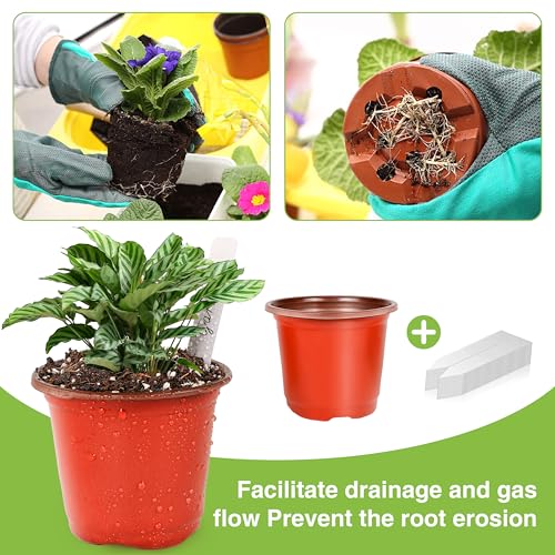 LWWTBS 4" Plastic Plant Nursery Pots 100 Pcs with 100 Labels - size: 4inch