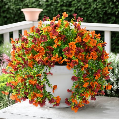 ZFProcess Artificial Fall Fake Flowers for Outdoor Fall Decoration - color: Orange Brown