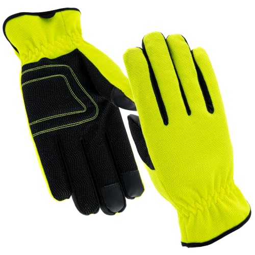 Grip Pro Washable Touch Screen Utility Gloves - color: Yellow, size: X-Large