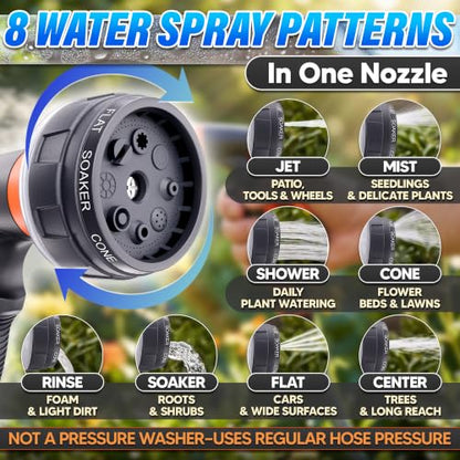8 Pattern Garden Leak Proof Hose Nozzle Water High Pressure Sprayer - color: Grey-Orange