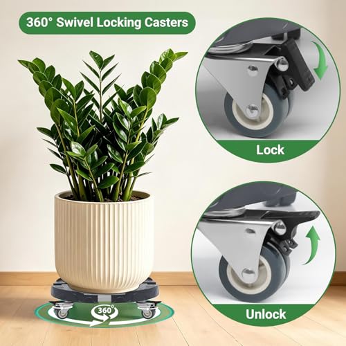 Nefish Trash can Dolly, 15-19 Inch Adjustable Trash Can Wheels, Heavy Duty Drum Dollies 440lbs Keg Dollys Garbage can Wheels, Multi Functional Plant Rollers with Wheels - color: Gray, size: 2IN（1pack）