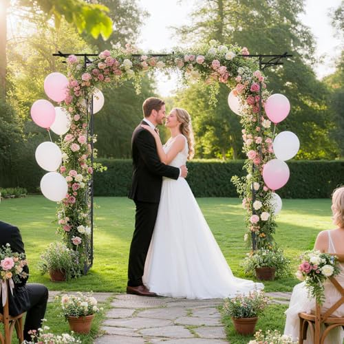 VINGLI Garden Arbor, Arch for Wedding Ceremony Party, Christmas Garden Decor Steel Garden Trellis for Plant Climbing, Arch for Garden, Backyard, Lawn, for Hallowmas (Flat Top) - style: Flat Top