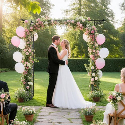 VINGLI Garden Arbor, Arch for Wedding Ceremony Party, Christmas Garden Decor Steel Garden Trellis for Plant Climbing, Arch for Garden, Backyard, Lawn, for Hallowmas (Flat Top) - style: Flat Top