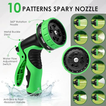 Garden Hose 100 FT, Lightweight Water Hose with 10 Function Nozzle - size: 100FT