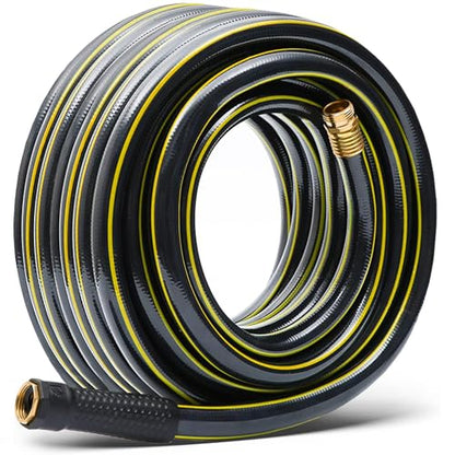 50ft Heavy Duty 3/4 in. Garden Hose, Solution4Patio, Male/Female Fittings - color: Black/Yellow, size: 3/4 in. x 50 ft.