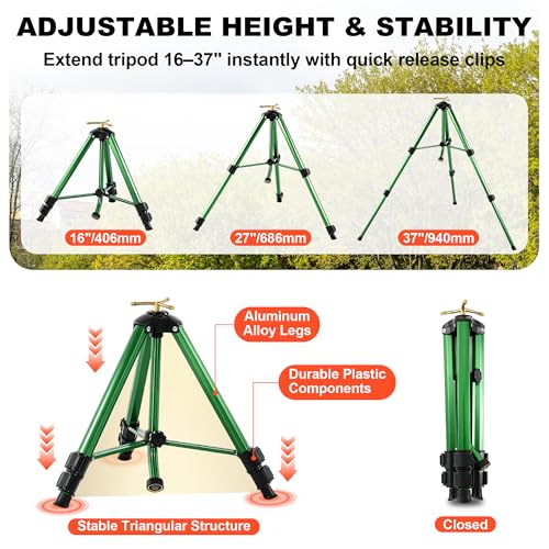 3-Arm Sprinkler Head on Telescoping Tripod Base with 2 Sprinkler Extensions, Heavy Duty Lawn Sprinklers, 360 Degree Large Area Irrigation, Solid Metal Extension Legs & Bottom Spikes - style: 3-Arm Sprinkler Head