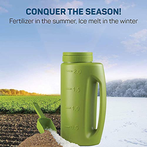 Hand Held Spreader, Fertilizer Salt Spreader, Ice Salt Dispenser with Adjustable Hole Size Cover for Lawns Gardens Walkways (Green) - color: green