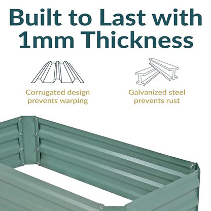 Sunnydaze Rectangle Galvanized Raised Garden Bed for Vegetables & Flowers - color: Green