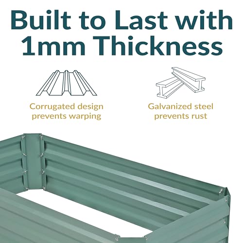 Sunnydaze Rectangle Galvanized Raised Garden Bed for Vegetables & Flowers - color: Green