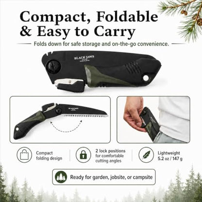 Saboten Japanese Folding Pruning Hand Saw, Made in Japan 5.1" (130mm), Resin-Resistant Fluorine Coated Blade, Sharp Pull-Cut Design for Bonsai, Florists, Garden & Tree Branches | forest Originals - size: 130mm (5.1")