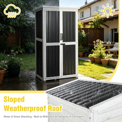 Aivituvin Outdoor Storage Cabinet,Weatherproof Plastic Shed with Adjustable Shelves,Outdoor Tool Storage for Patio,Garden,Backyard