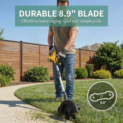 20V Cordless Lawn Edger, 9-Inch Blade with 3-Position Depth, 4000mAh Battery & Charger Included, Lightweight Edger for Lawns, Driveways, Sidewalks