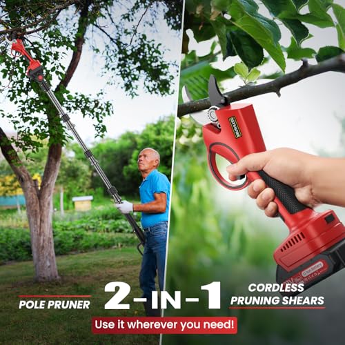 2-in-1 Electric Pruning Shears with Pole, 1.6'' Cut, SK7 Blade, 8FT Reach - style: B-Electric Pruning Shears with Pole