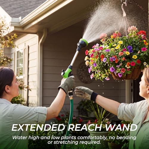Hushee 2 Pack 16 Inch Metal Watering Wand for Garden Hose, 8 Pattern, Green - color: Green