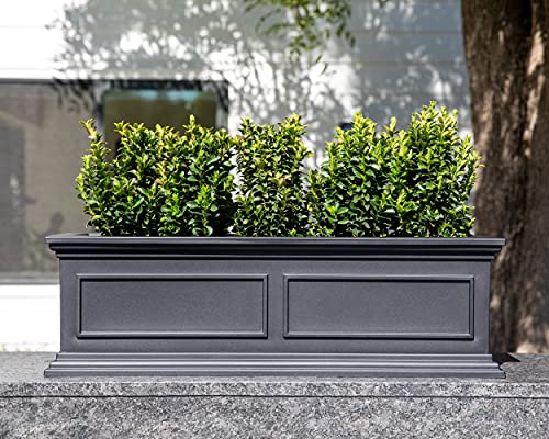 Veradek Brixton Series Window Box Planter - Rectangular Outdoor Planter - color: Black, size: 11"H x 11"W x 36"L