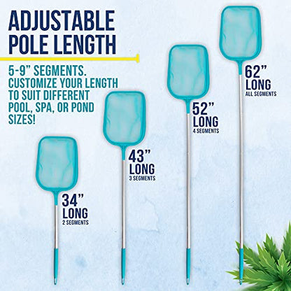 U.S. Pool Supply Swimming Pool 5 Foot Total Length Leaf Skimmer Net with - size: 5' Standard Frame