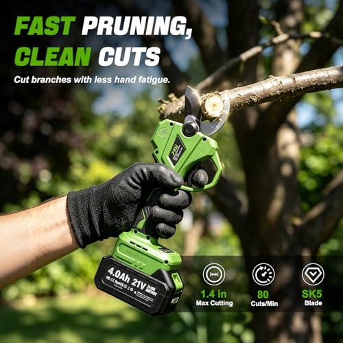 J-KU 4-in-1 Electric Pole Saw & Pruning Shears Combo, 8" & 6" Mini Chainsaw - color: Olive Green
