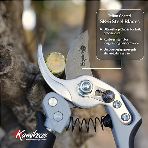 Heavy-Duty Professional Pruning Shears for Gardening, Featuring Ergonomic Rotating Handle to Reduce Hand Fatigue, SK5 High-Carbon Steel Blade, Cuts Branches Up to 0.8 Inch, Garden Clippers Shears - style: Medium Rotating Handle Bypass