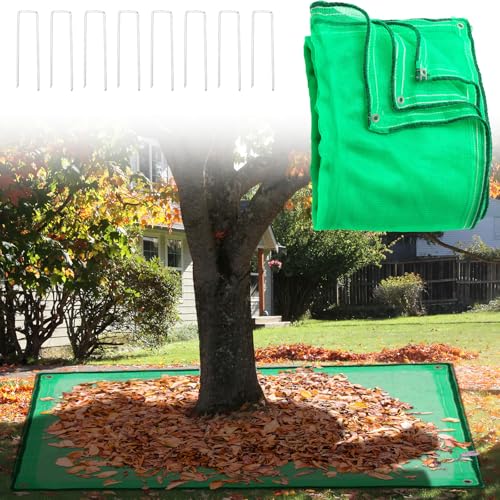 20 x 28 ft Leaf Collection Net with Stakes, Reusable Yard Tarp - size: 20 x 28 ft