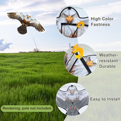 eyijklzo Bird Scarer Hawk Flying Kite Without 13ft Pole-Only White Kite - style: White-Only kite