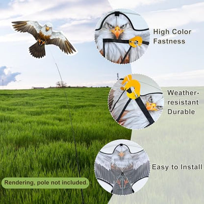 eyijklzo Bird Scarer Hawk Flying Kite Without 13ft Pole-Only White Kite - style: White-Only kite