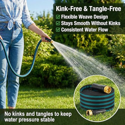 75FT Lightweight Garden Hose – Kink-Resistant, Flexible, High-Pressure Hose for Outdoor Watering, Lawn Care, Garden, and Car Cleaning
