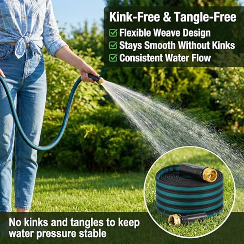 75FT Lightweight Garden Hose – Kink-Resistant, Flexible, High-Pressure Hose for Outdoor Watering, Lawn Care, Garden, and Car Cleaning
