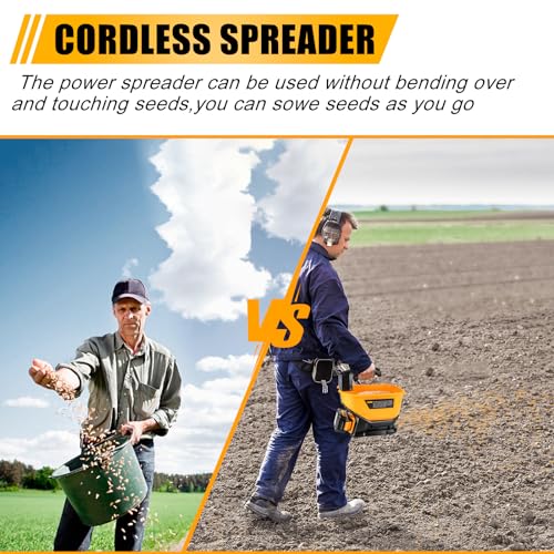 Salt Spreader for Dewalt 20V 60V Li-ion Battery - Handheld Seed and Fertilizer Power Spreader. Year-Round Coverage for Grass Seeds, Rock Salt, ice melt Seasons（Tool only）, Green