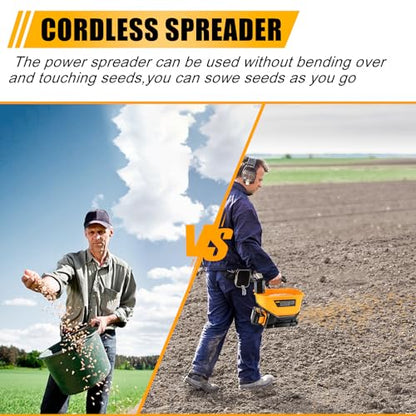 Salt Spreader for Dewalt 20V 60V Li-ion Battery - Handheld Seed and Fertilizer Power Spreader. Year-Round Coverage for Grass Seeds, Rock Salt, ice melt Seasons（Tool only）, Green
